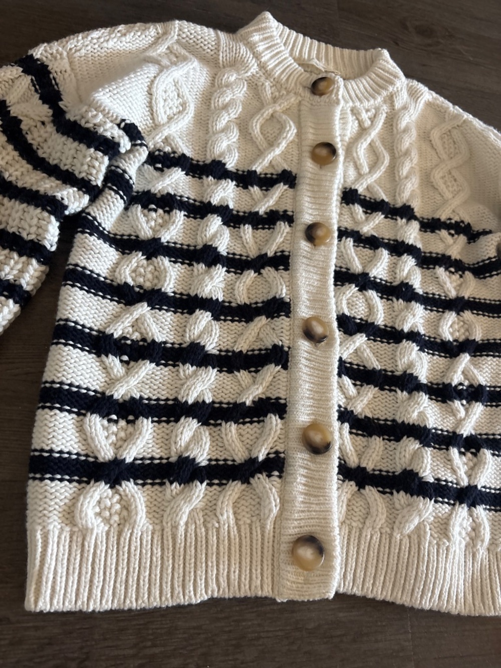 Sezane Sean Cardigan Ecru / Navy - Picture 4 of 7